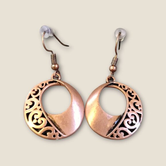 Premier Copper Necklace & Earrings Set Hammered Design 18" Adjustable Chain Eleg - Picture 4 of 5